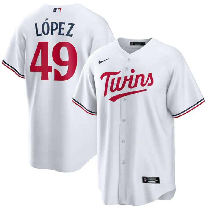 Men's Minnesota Twins #49 Pablo López Navy Cool Base Stitched Jersey